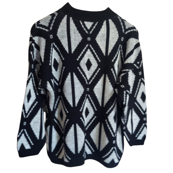 Vintage 90's American Pride Geometric Diamond Pattern Over-Size Crewneck USA - Picture 4 of 7